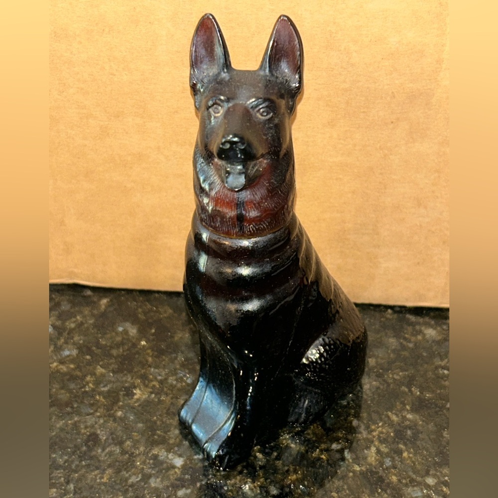 Vintage 1970’s AVON German‎ Shepherd NOBLE PRINCE Brown Glass Bottle (empty)